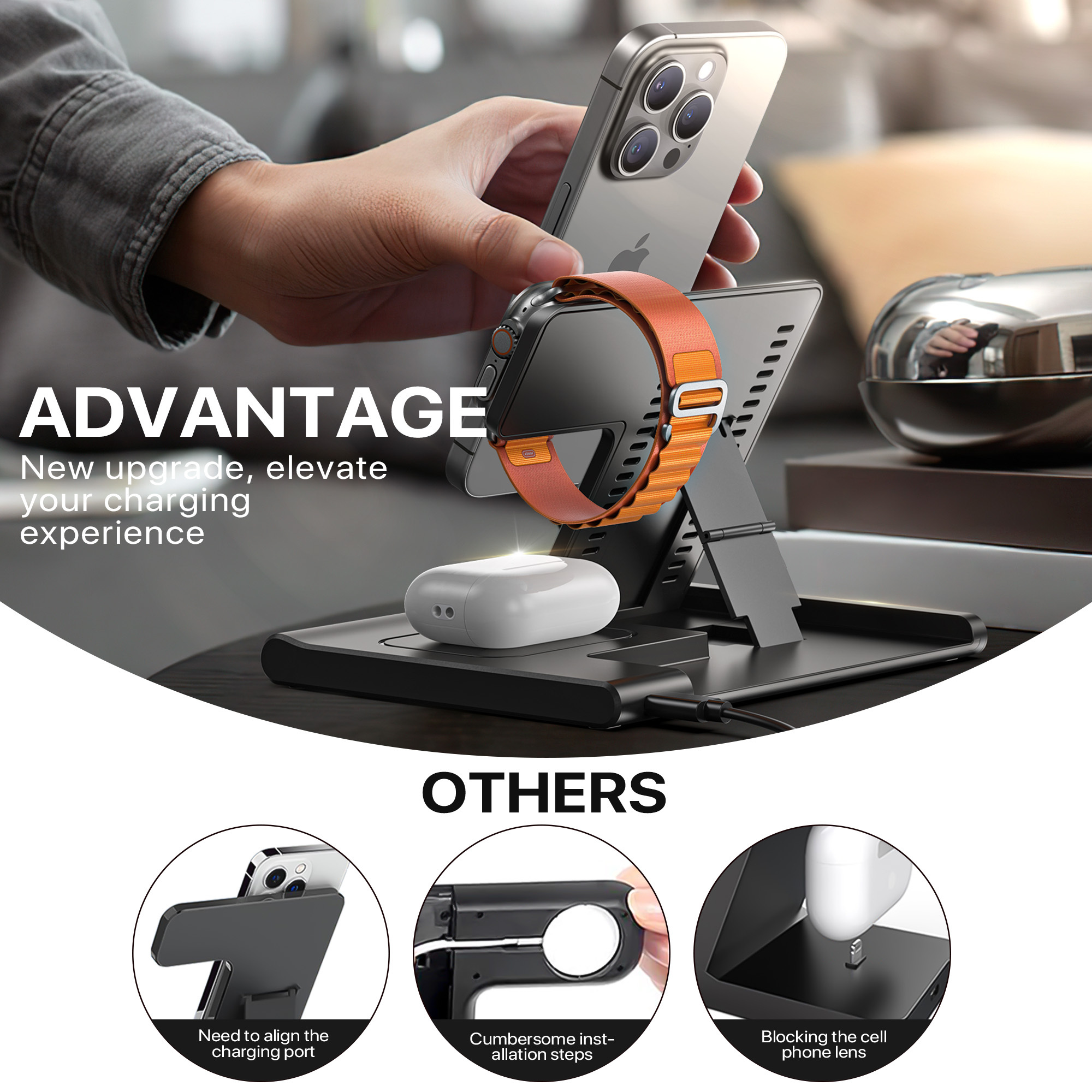 3 In 1 Wireless Charging Sation For Multiple Devices 15W Fast Charging Stand - Image 4