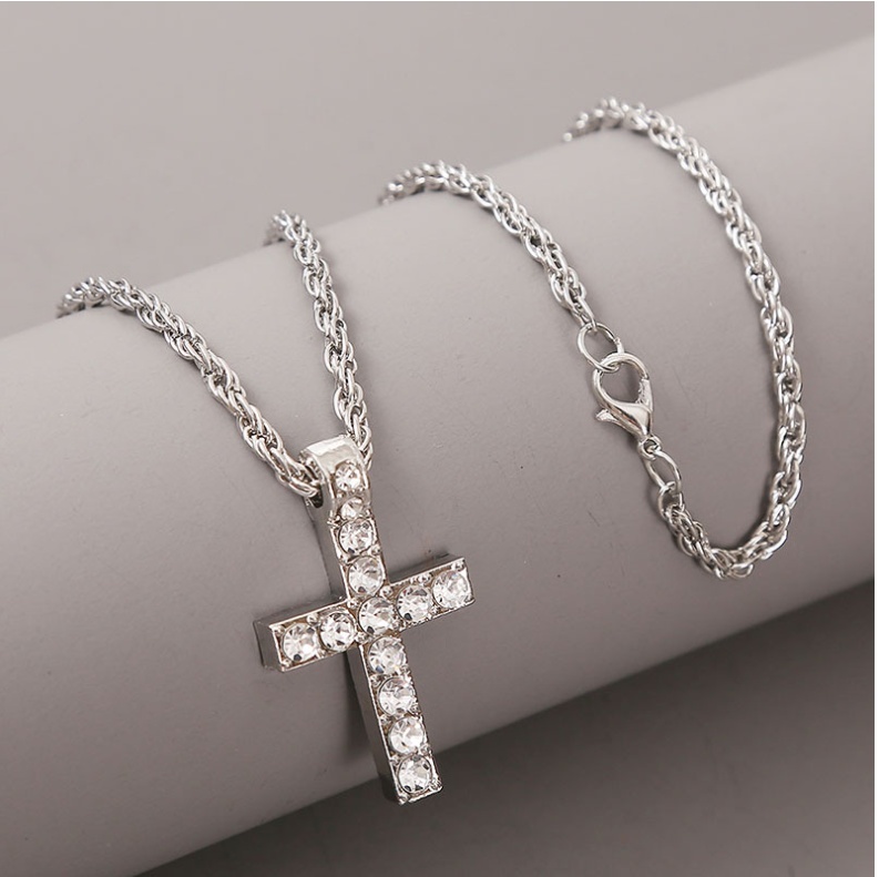 Cross Pendant Necklaces For Women Men Punk Hiphop Rope Chain On Neck Rapper Jewelry - Image 3