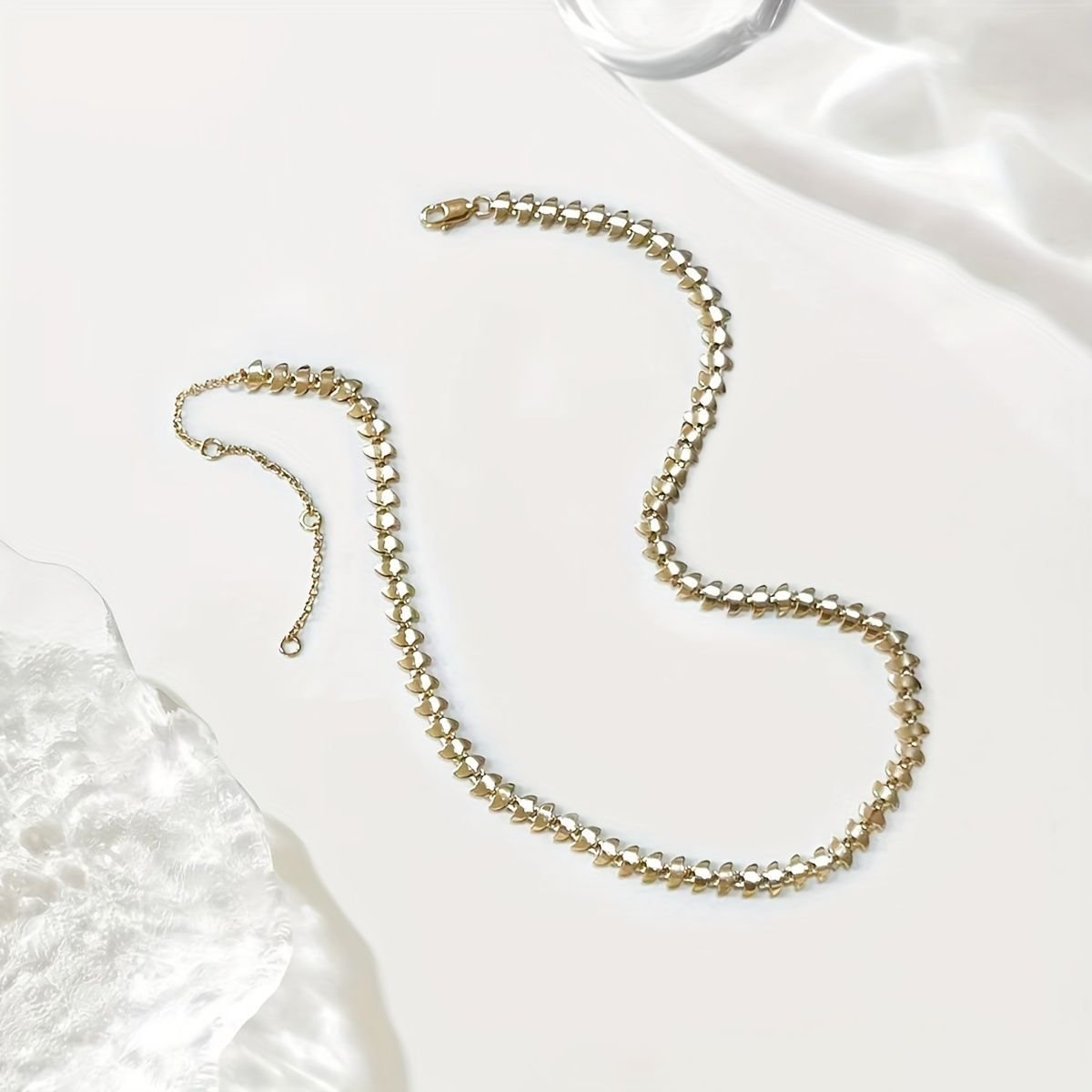 Gold Laurel Leaf Leaves Lightweight Chain Link Statement Necklace 18-20 Long - Image 4