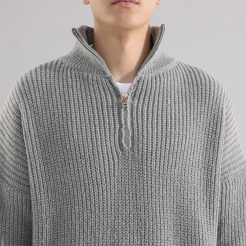 Men's Turtleneck Half Zipper Thickening Thermal Sweater - Image 8