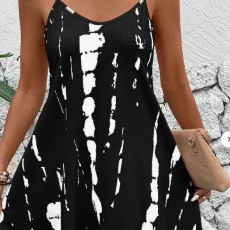 SHEIN LUNE Summer Casual Tie Dye Spaghetti Strap Dress For Holiday
