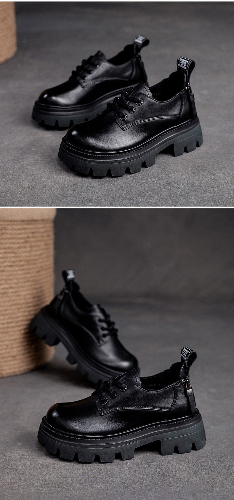 Spring NEW Back Zipper Low Top Mori Style Casual Retro Style Loafers Muffin Bottom Shoes - Image 3