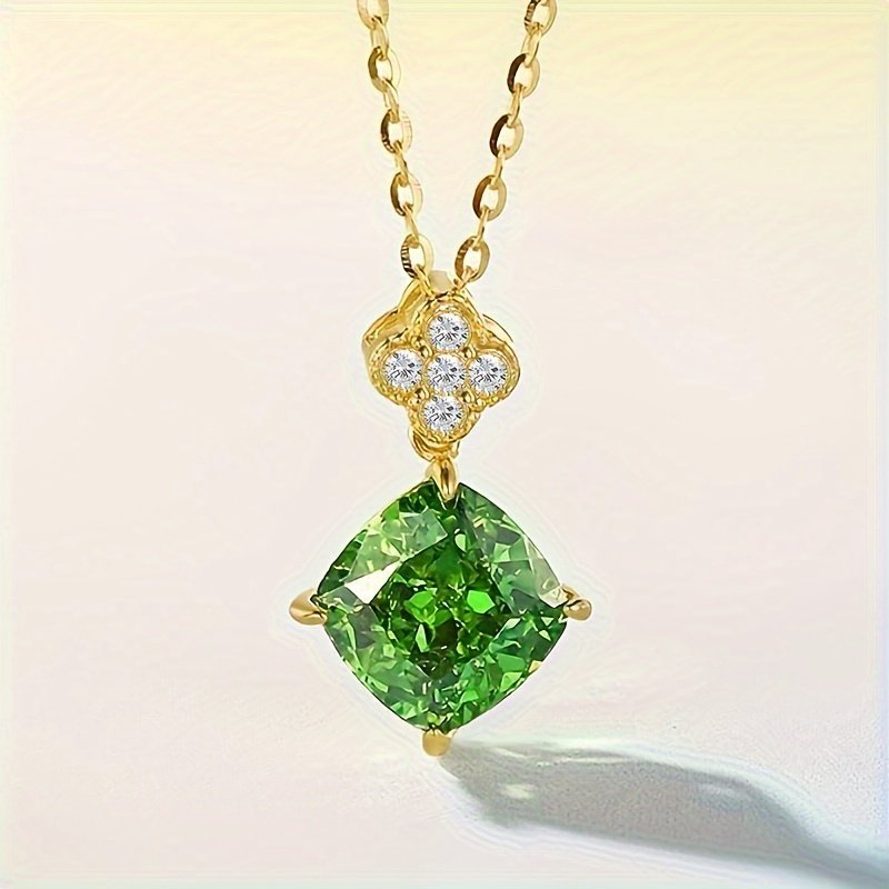 Women's Birthstone Necklace 14K Gold Plated Lucky Clover Pendant Necklace Zirconia 925 Sterling Silver Necklace Fashion Wedding Party Jewelry For Wife And Mom - Image 2