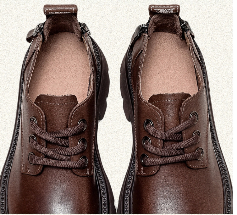 Spring NEW Back Zipper Low Top Mori Style Casual Retro Style Loafers Muffin Bottom Shoes - Image 2