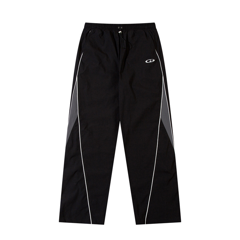 Unisex Style Casual Style Loose Drooping Korean Style Stitching Sports Straight Pants