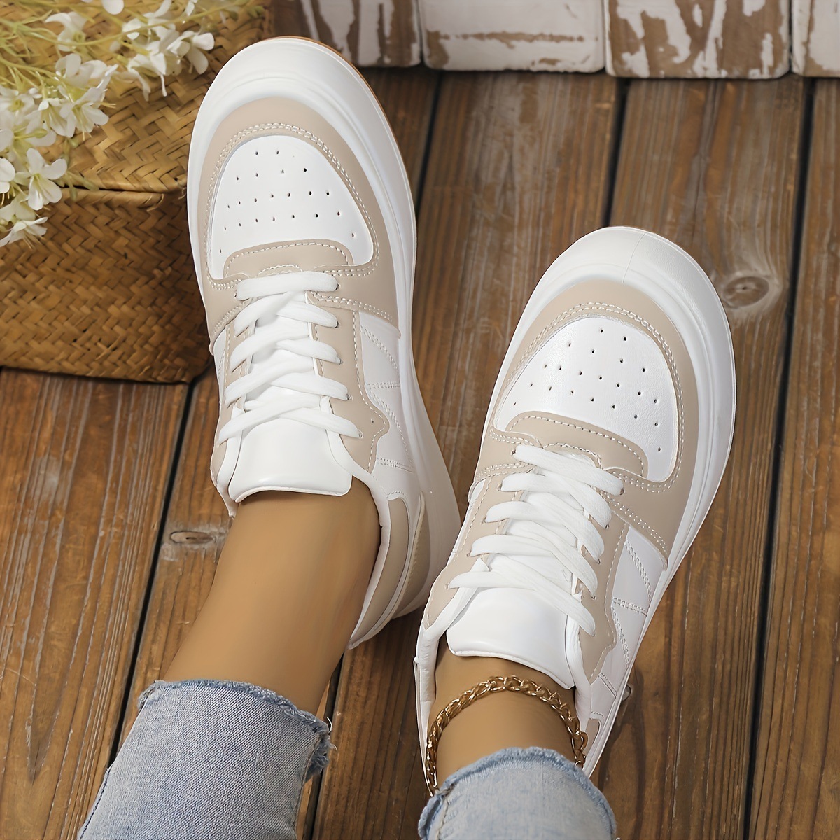 Women's Fashion Round Toe Color-blocking Casual Shoes - Image 2
