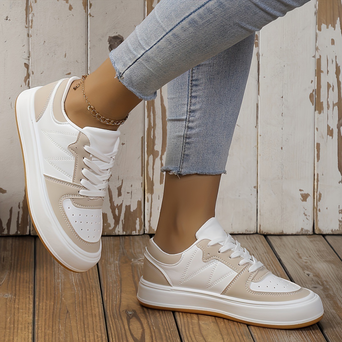 Women's Fashion Round Toe Color-blocking Casual Shoes - Image 3