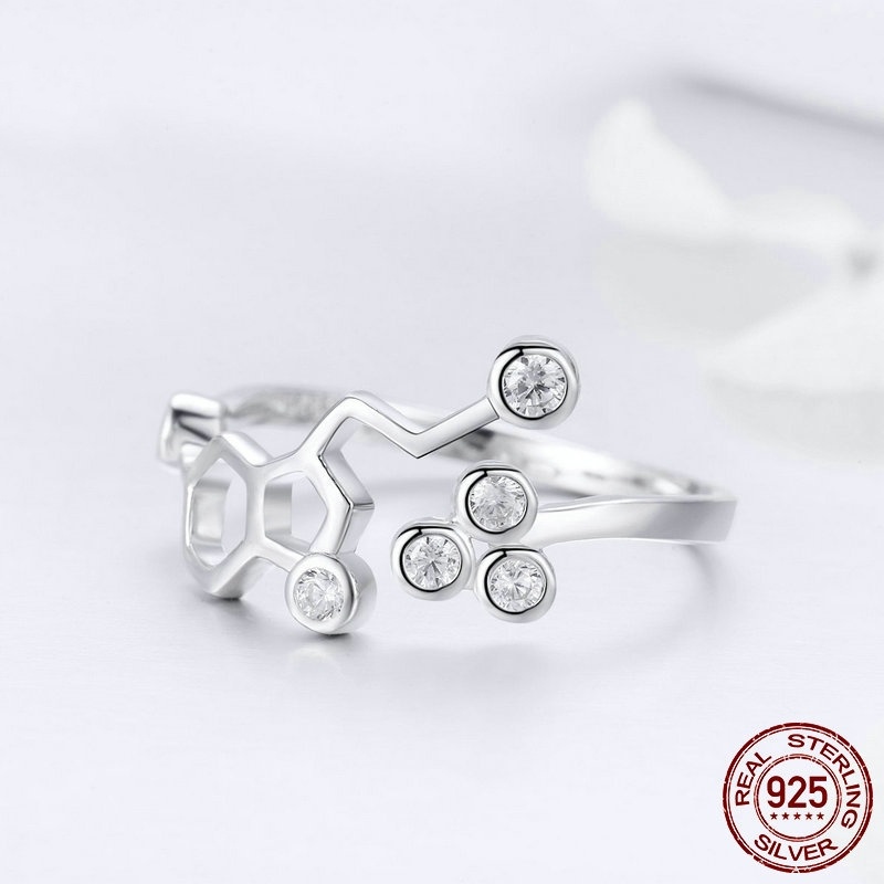 S925 Sterling Silver Ring Simple Honeycomb White Gold Plated - Image 5