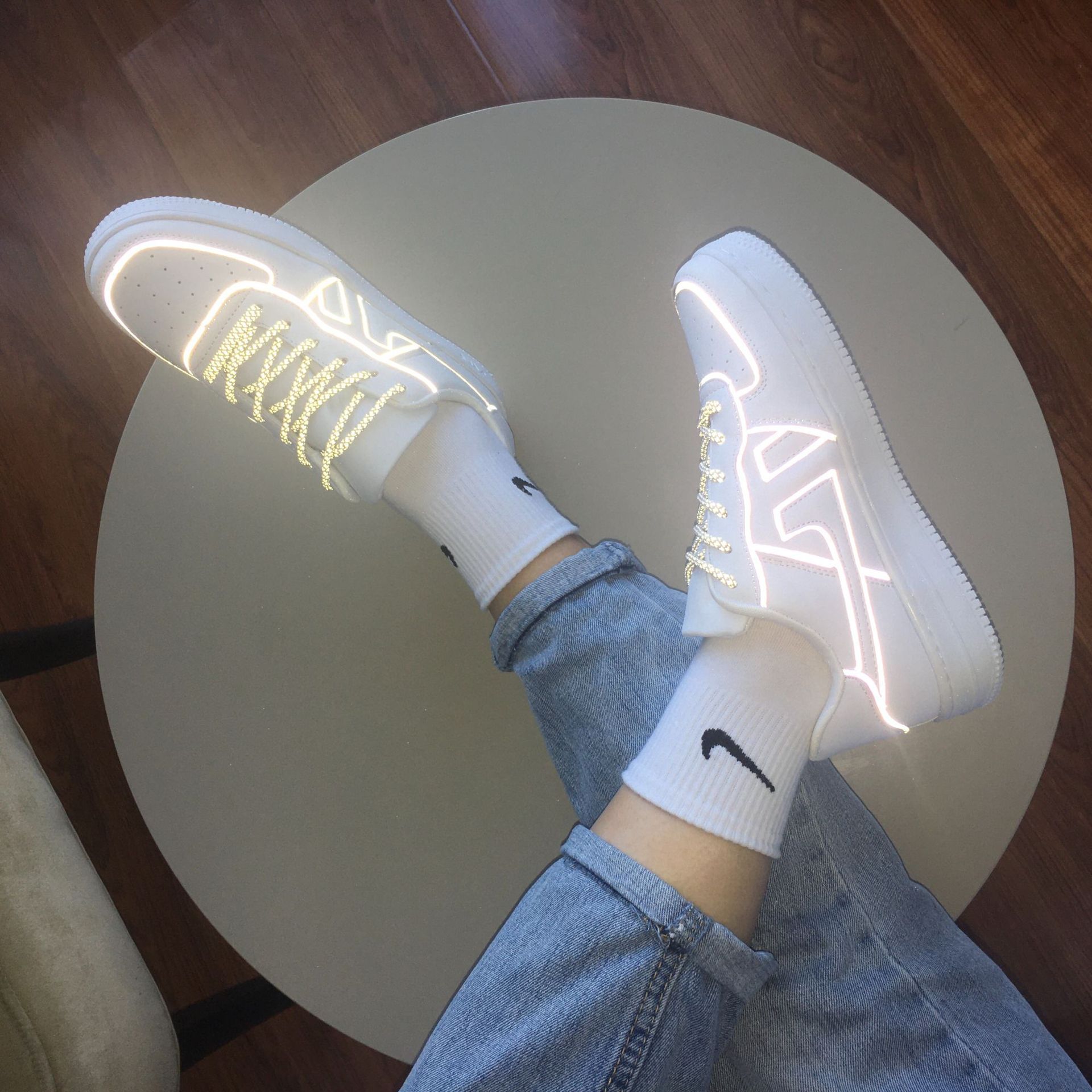 Reflective White Shoes For Men And Women Sneaker - Image 6
