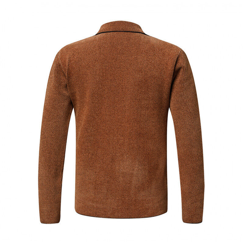 Men's Solid Color Cardigan Small Suit Knitted Jacket - Image 7