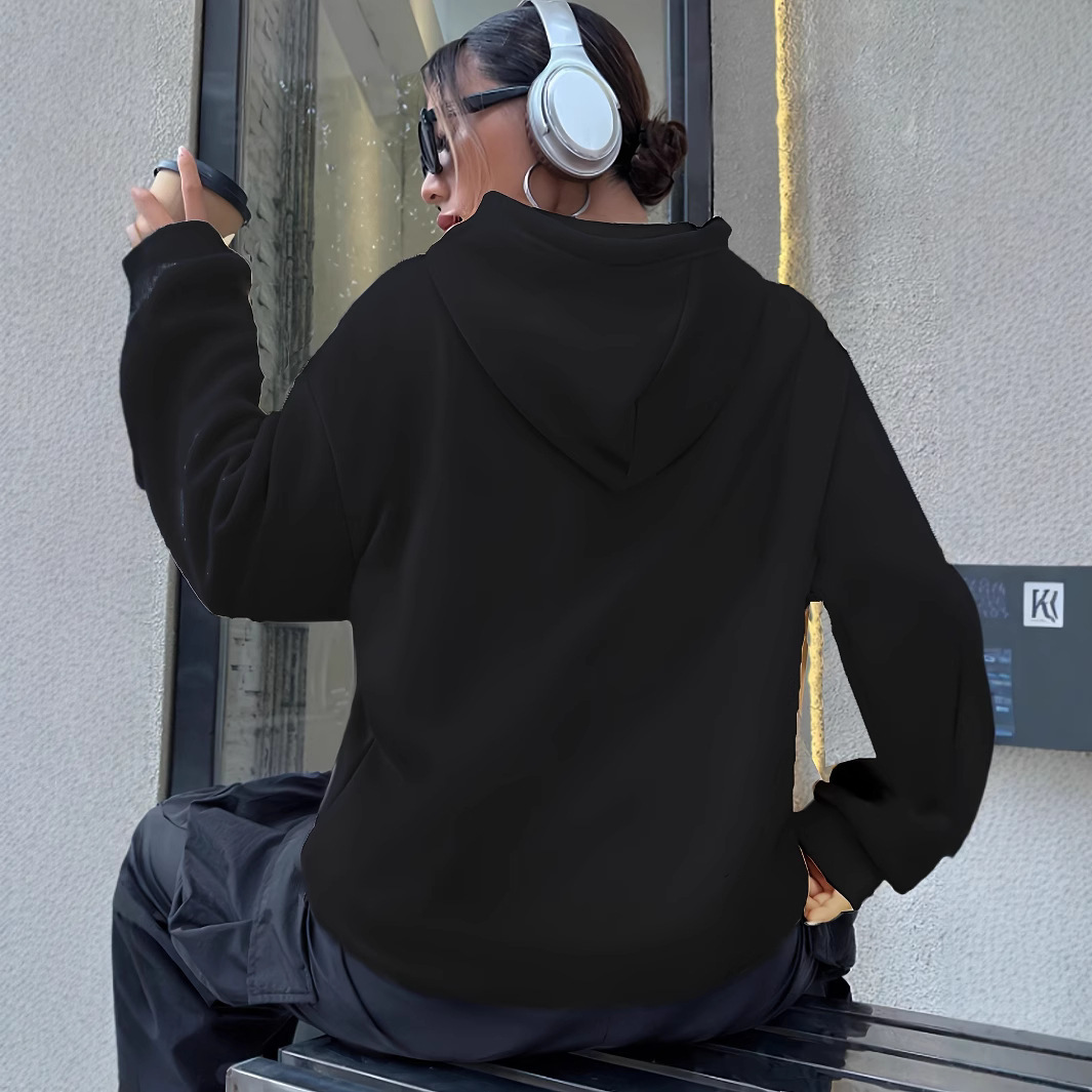 Casual Long Sleeved Printed Kangaroo Pocket Hoodie - Image 4