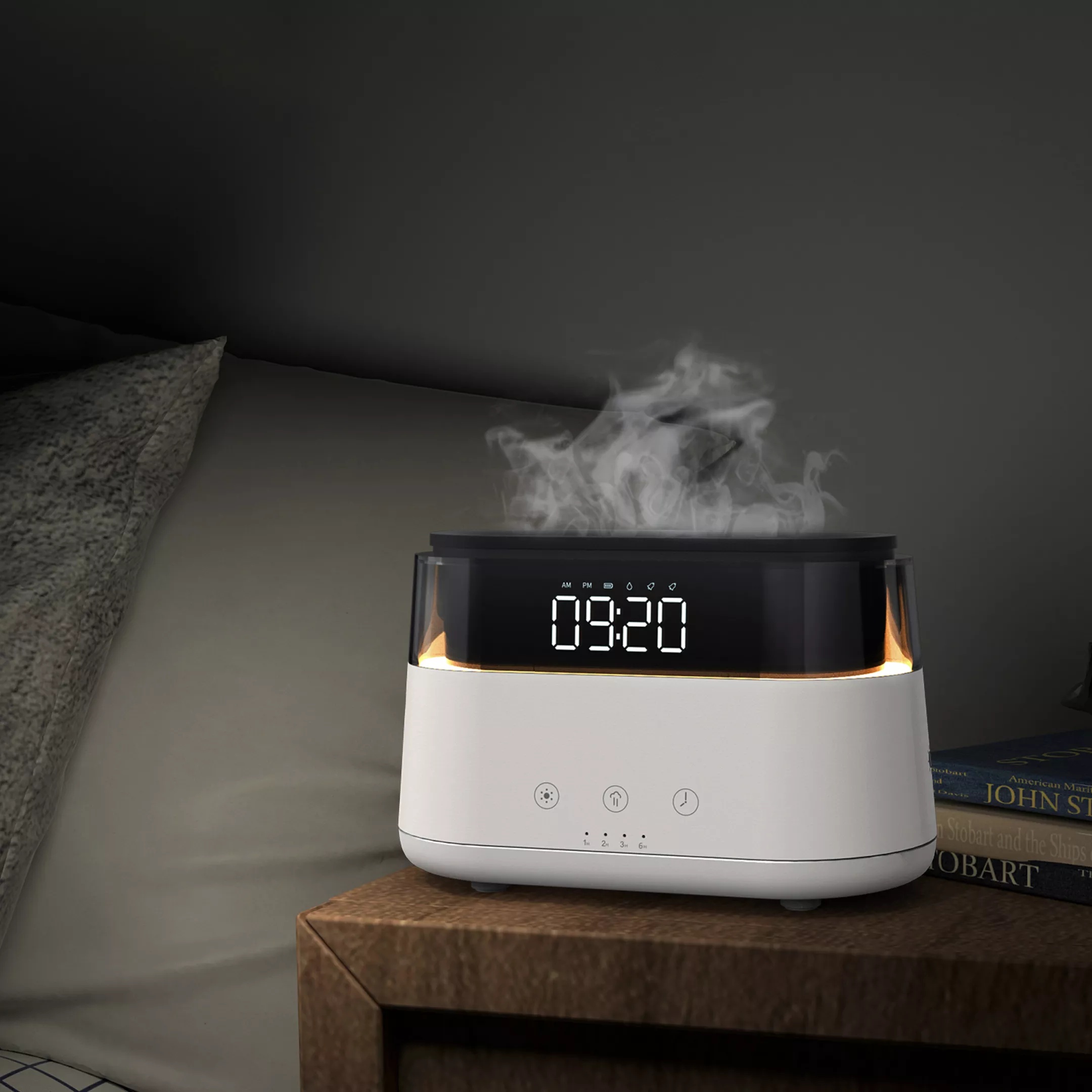 2023 Elegant Alarm Clock Oil Diffuser Innovative Simulation Flame Humidifier With Timer Function Flame Night Light - Image 5