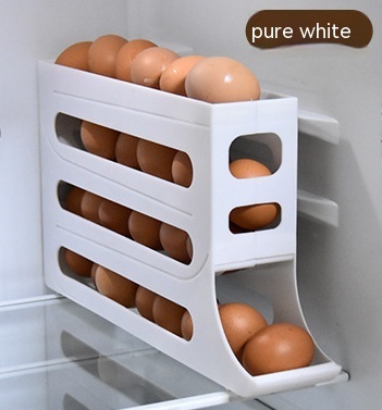 Refrigerator 4-Layer Automatic Egg Roller Sliding Egg Tray Refrigerator Side Door Large Capacity Holder Egg Storage Box Kitchen Gadgets - Image 4