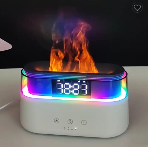 2023 Elegant Alarm Clock Oil Diffuser Innovative Simulation Flame Humidifier With Timer Function Flame Night Light - Image 7