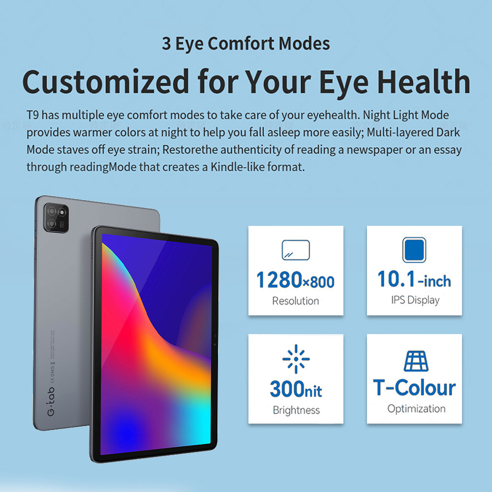 G-tab T9 Rockchip RK3562 Quad Core 3GB 3GB RAM 64GB ROM 10.1 Inch Android 14 Tablet PC Grey - Image 3