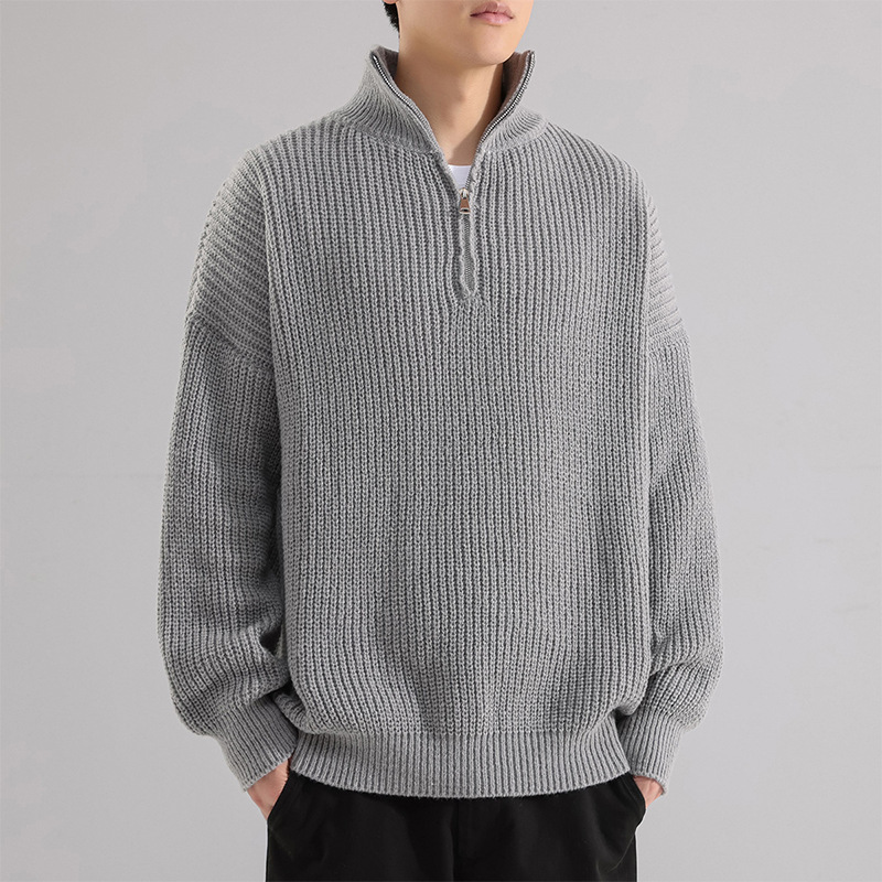 Men's Turtleneck Half Zipper Thickening Thermal Sweater - Image 4