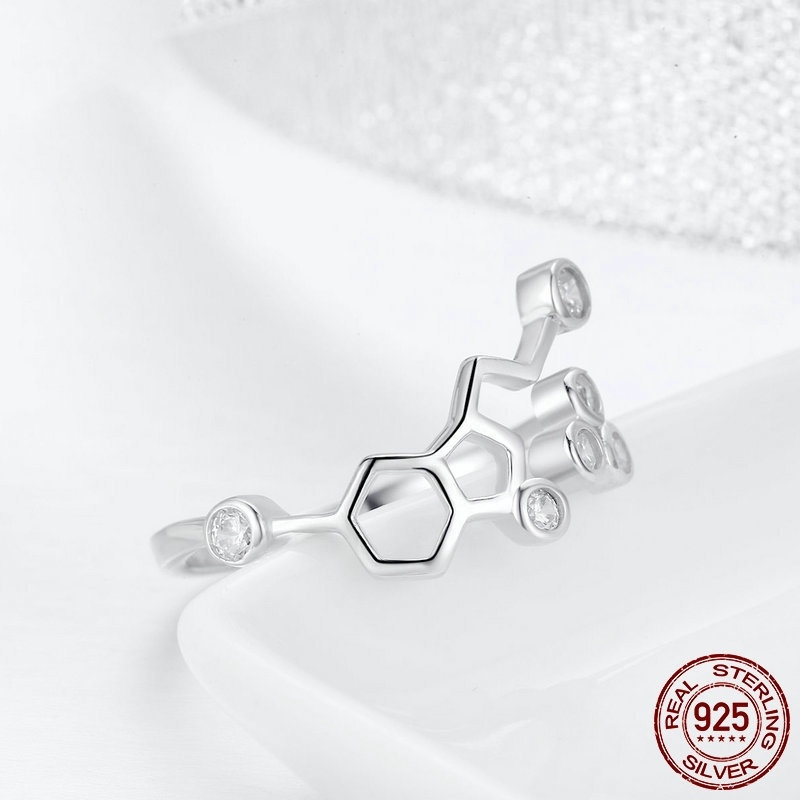 S925 Sterling Silver Ring Simple Honeycomb White Gold Plated - Image 4