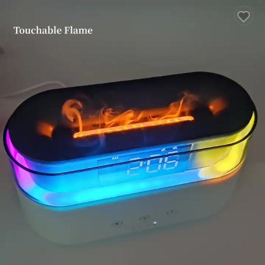 2023 Elegant Alarm Clock Oil Diffuser Innovative Simulation Flame Humidifier With Timer Function Flame Night Light - Image 4