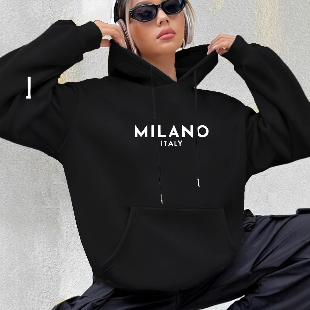 Casual Long Sleeved Printed Kangaroo Pocket Hoodie - Image 6