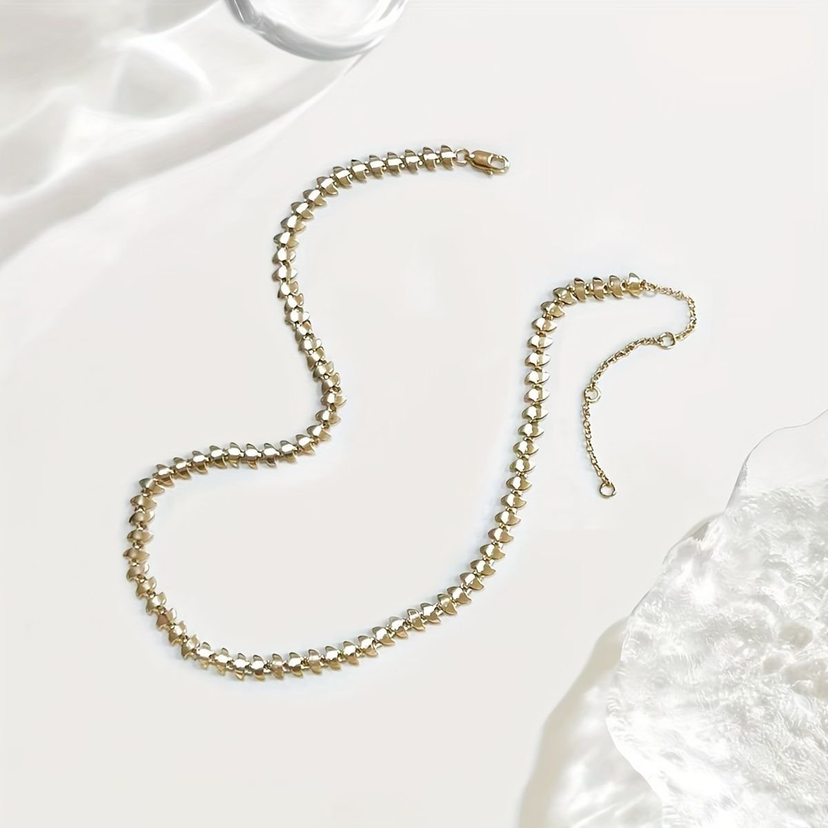 Gold Laurel Leaf Leaves Lightweight Chain Link Statement Necklace 18-20 Long - Image 2