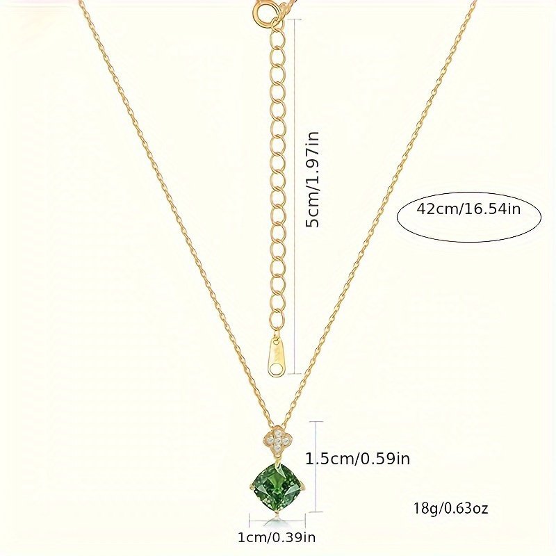 Women's Birthstone Necklace 14K Gold Plated Lucky Clover Pendant Necklace Zirconia 925 Sterling Silver Necklace Fashion Wedding Party Jewelry For Wife And Mom - Image 5