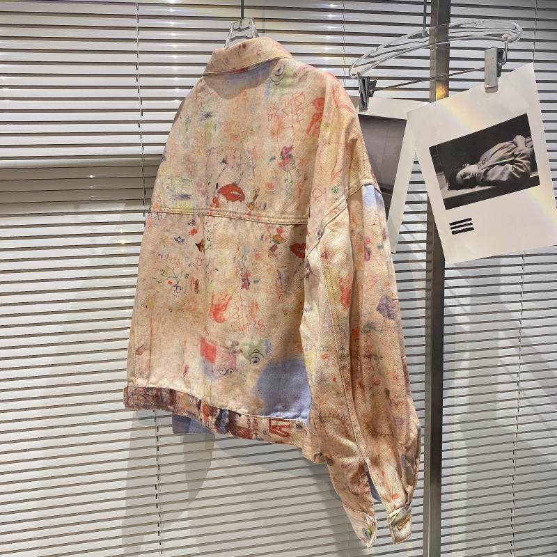 New Style Graffiti Painted Embroidered Letters Street Denim Jacket Short Coat Women - Image 3