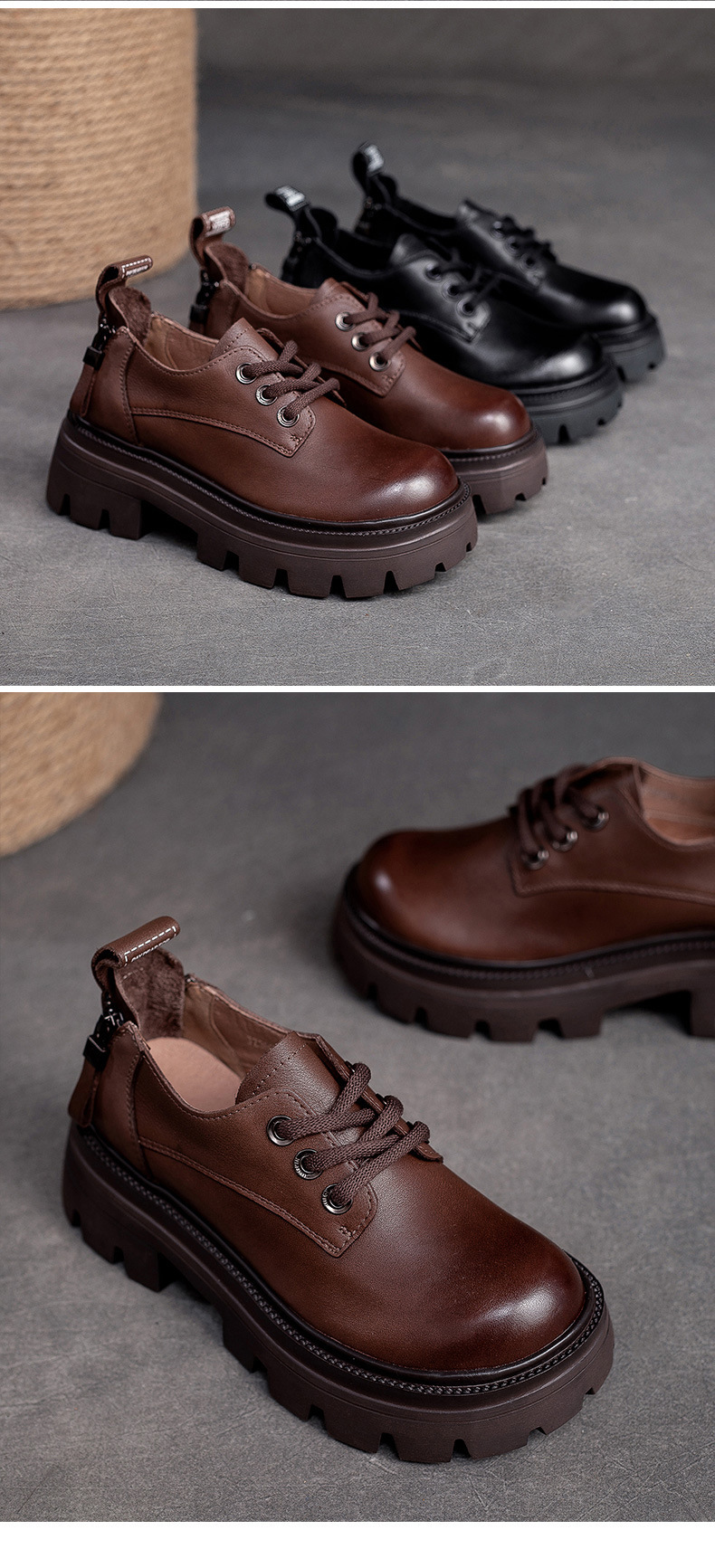 Spring NEW Back Zipper Low Top Mori Style Casual Retro Style Loafers Muffin Bottom Shoes - Image 6