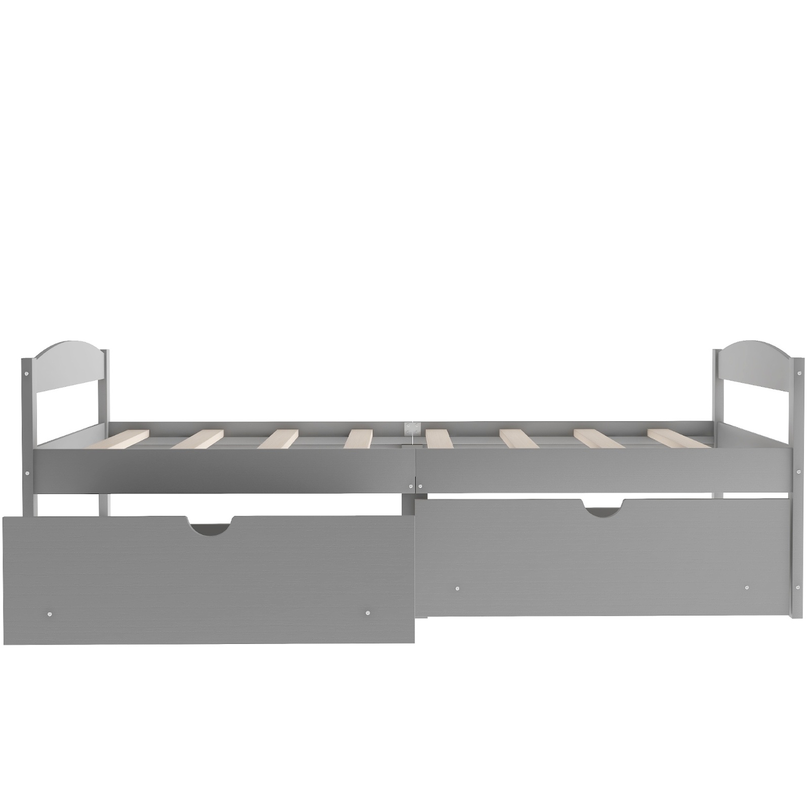 Twin Size Platform Bed, With Two Drawers, Gray - Image 7