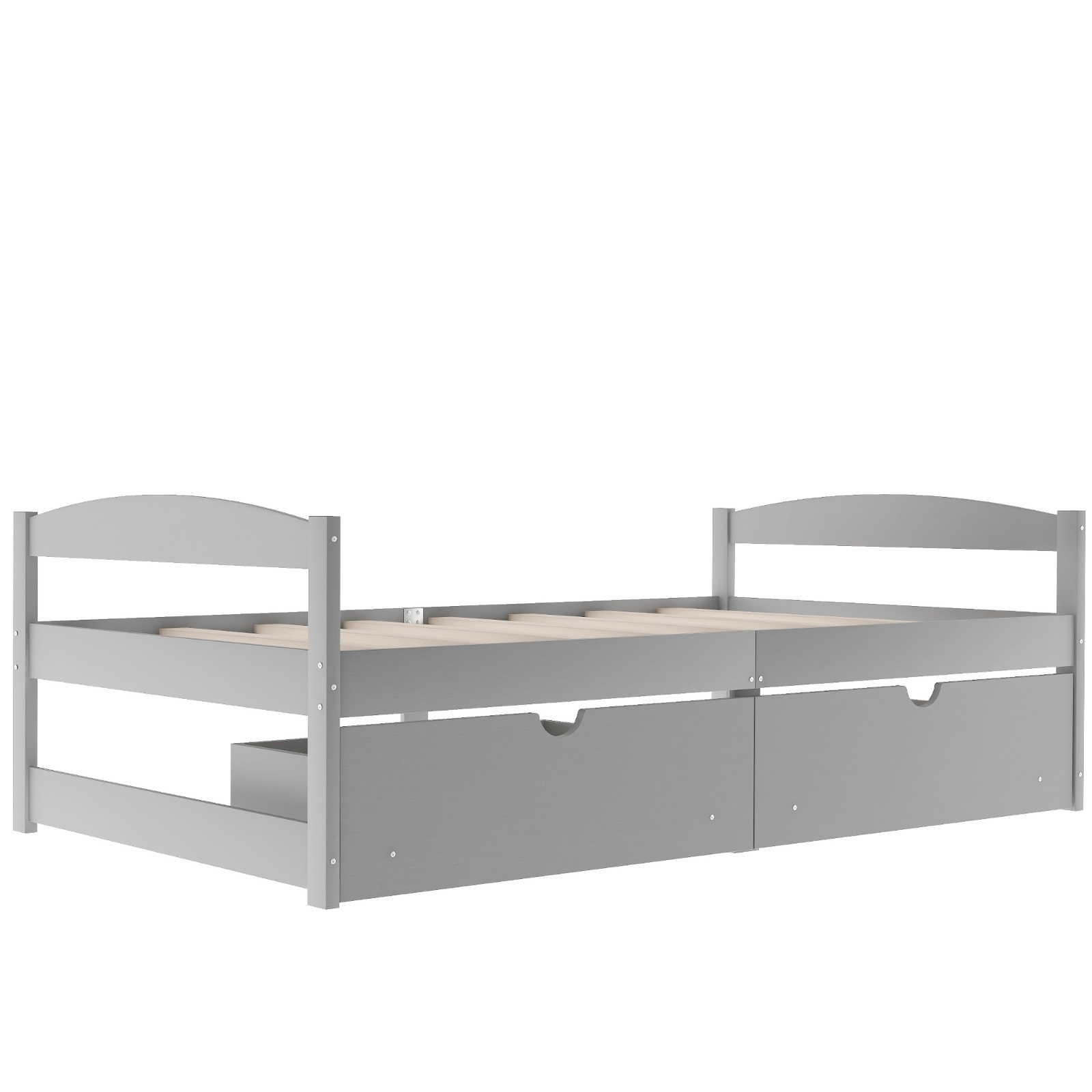 Twin Size Platform Bed, With Two Drawers, Gray - Image 9