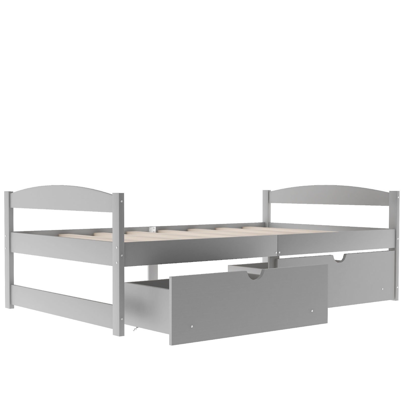 Twin Size Platform Bed, With Two Drawers, Gray - Image 10