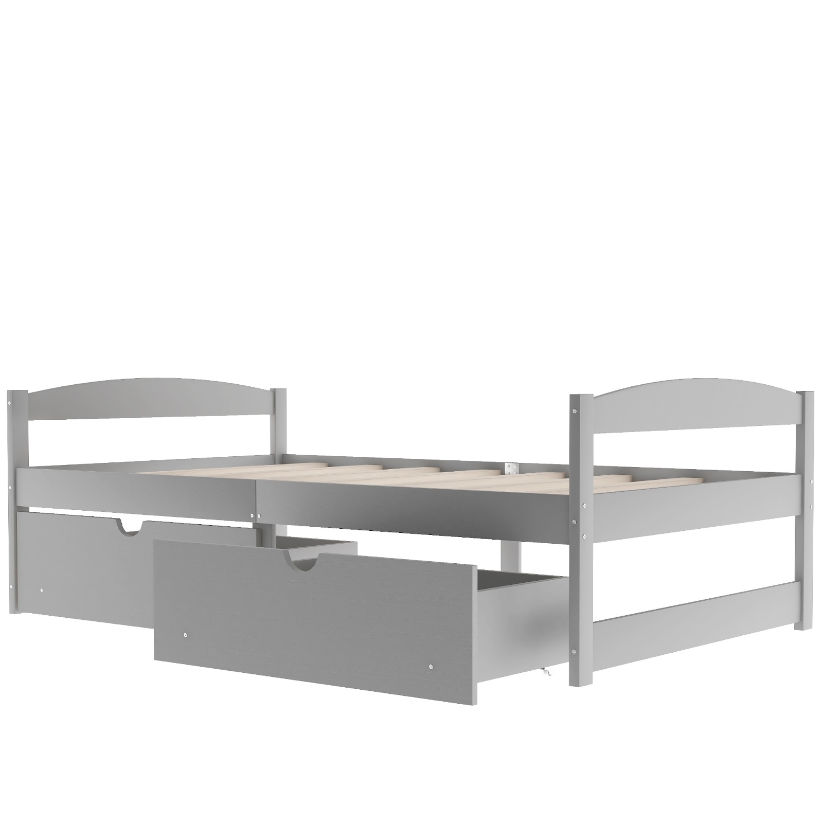 Twin Size Platform Bed, With Two Drawers, Gray - Image 5