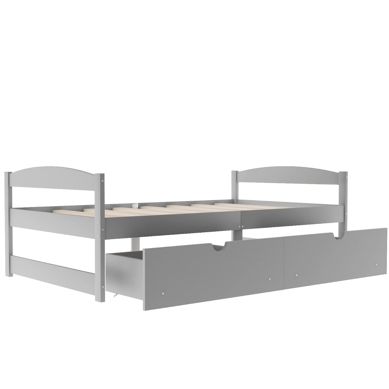 Twin Size Platform Bed, With Two Drawers, Gray - Image 3