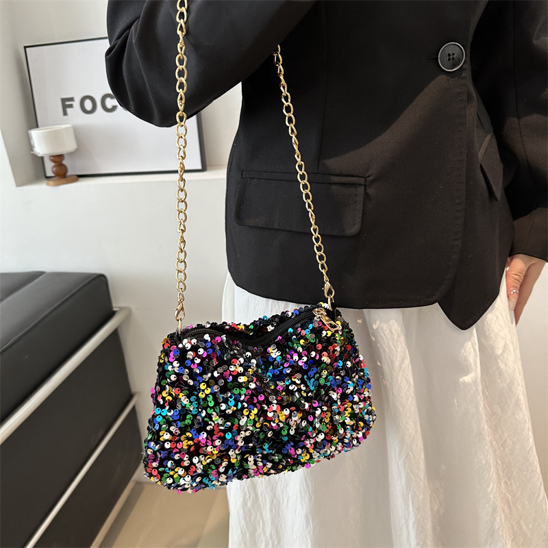 Contrast Color And Versatile Sequined Underarm Bag For Women - Image 6