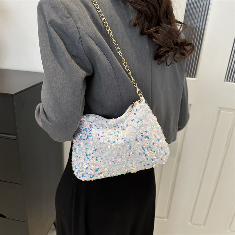 Contrast Color And Versatile Sequined Underarm Bag For Women - Image 4