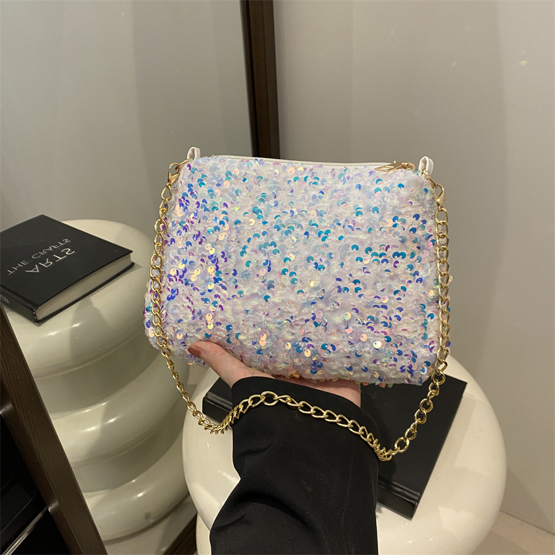Contrast Color And Versatile Sequined Underarm Bag For Women - Image 7