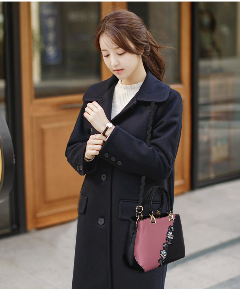 Handbags Fashionable Women's Handbags For Ladies Flower Pattern Crossbody Bags Splicing Color Shoulder Bags - Image 4