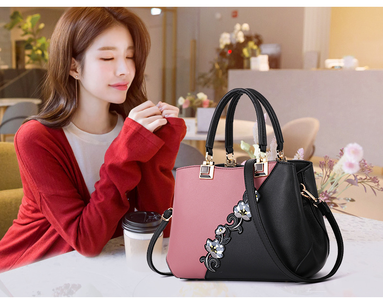 Handbags Fashionable Women's Handbags For Ladies Flower Pattern Crossbody Bags Splicing Color Shoulder Bags - Image 8